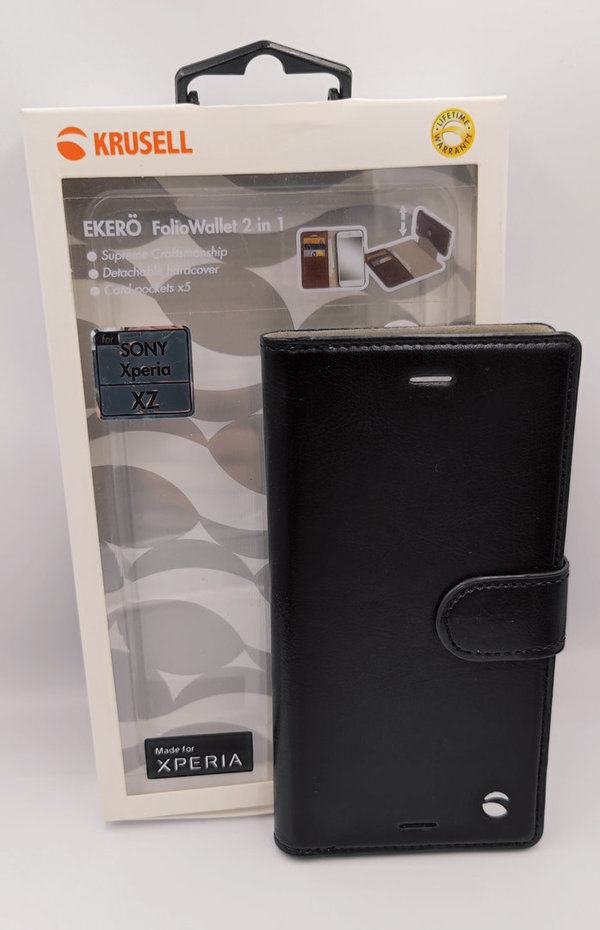 Krusell FolioWallet Ekerö 2 in 1 für Sony Xperia XZ, Schwarz
