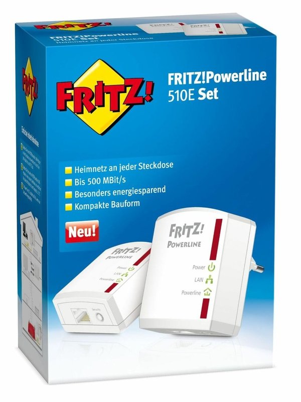 AVM FRITZ!Powerline 510E Set 500 MBit 2er KIT (1x LAN)